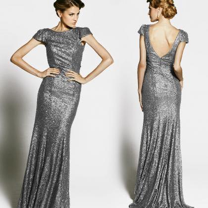 gray sequin gown