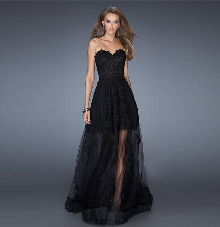 party wear black gown for women